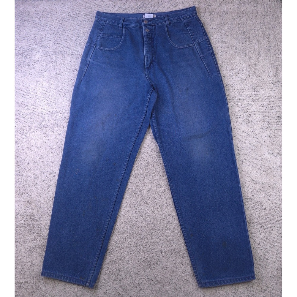 VTG Guess Jeans Mens 34 33x30 Baggy Tapered Green Triangle Skater Two Button